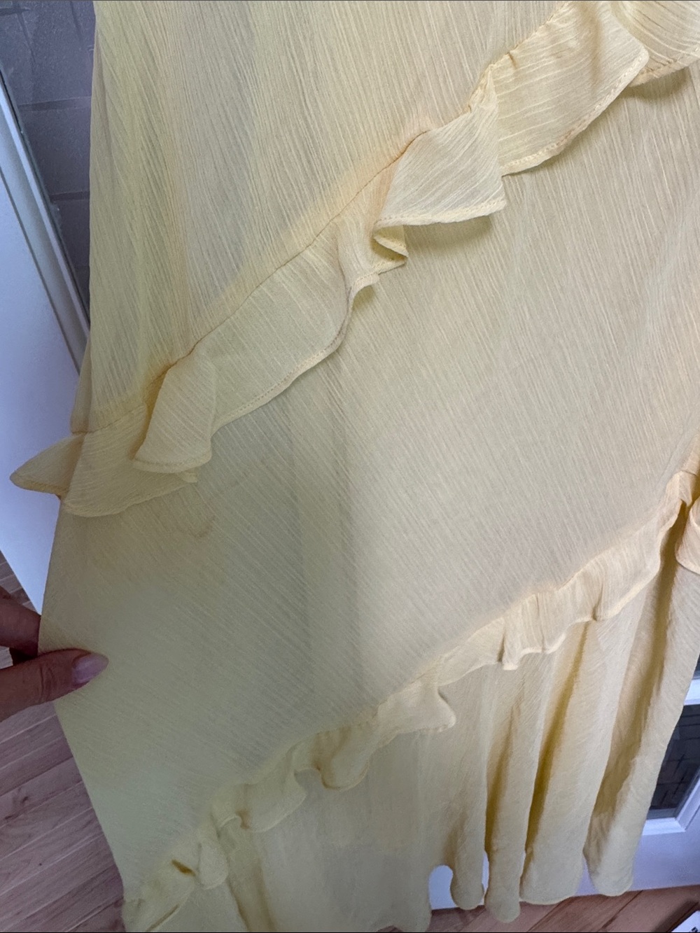 Yellow Ruffled Cold-Shoulder Maxi Dress - Picture 5 of 6